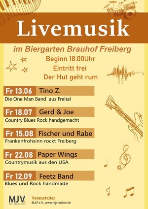 Terminübersicht zur Sommer-Livemusik im Brauhof
